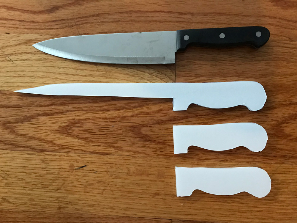 Making a paper maché kitchen knife